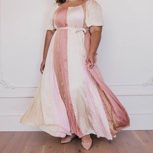 NWT JessaKae Cove dress, size 2X pleated pastel maxi dress